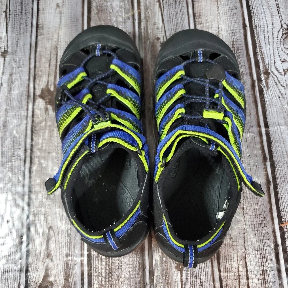 KEEN Youth Newport H2 Waterproof Sandals Black Blue Green Hiking 1014265 Size 4